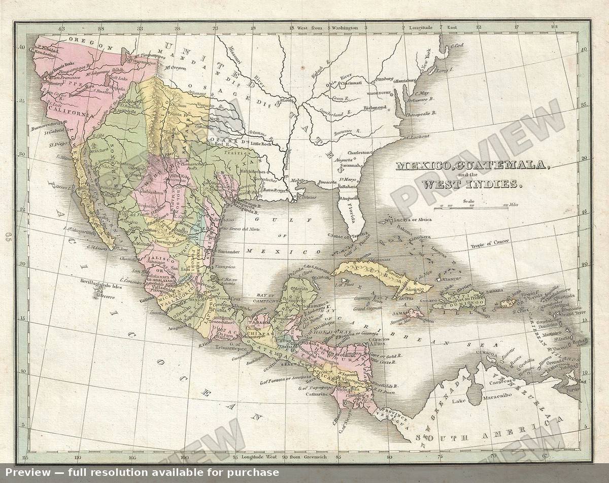 Antique map: Mexico, 1835