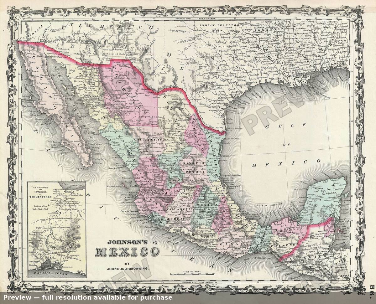 Antique map: Mexico, 1861