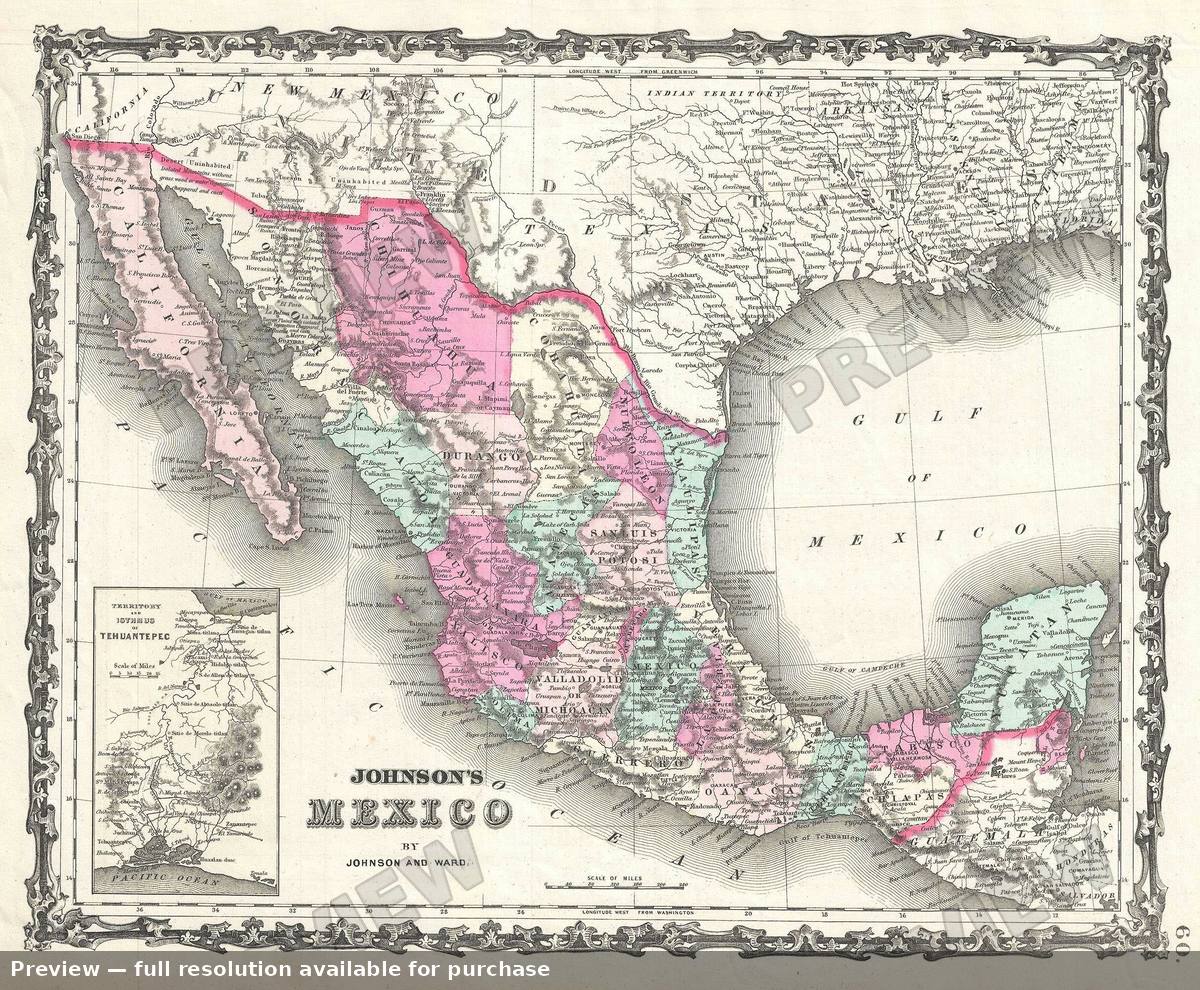 Antique map: Mexico 2, 1863