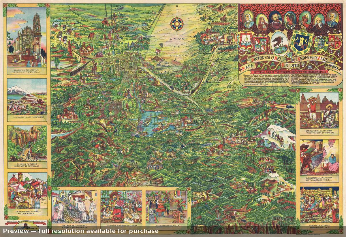 Antique map: Mexico City, 1935