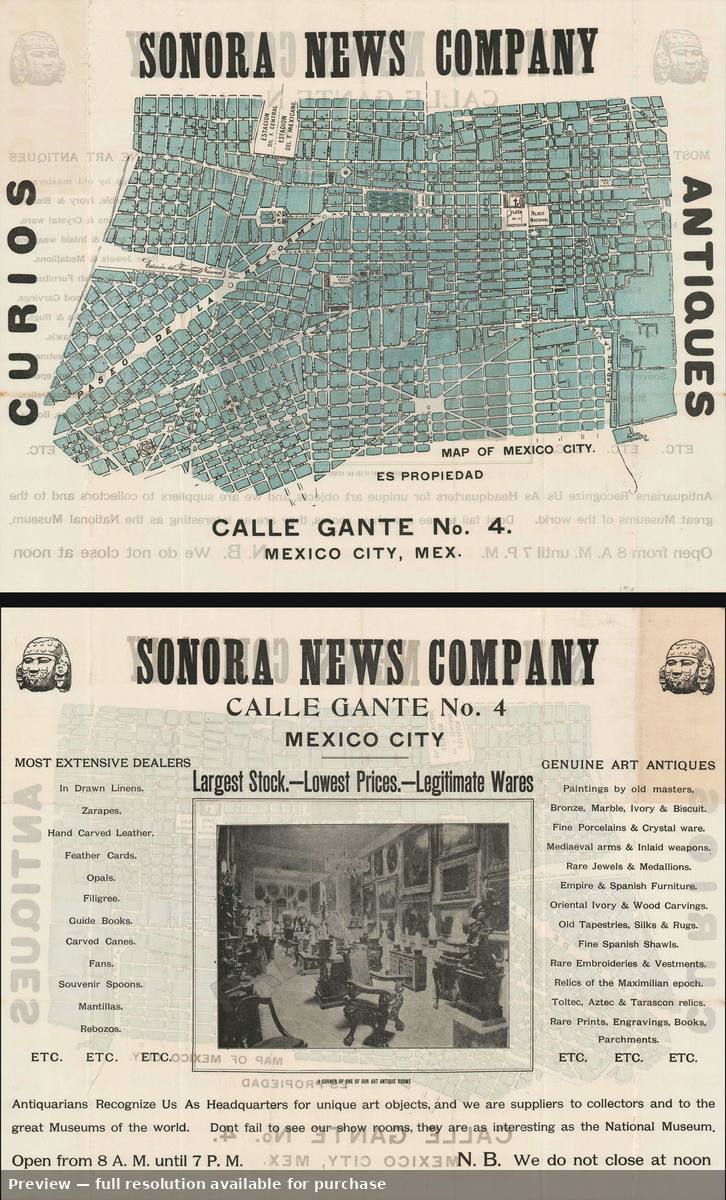 Antique map: Mexico City, 1910