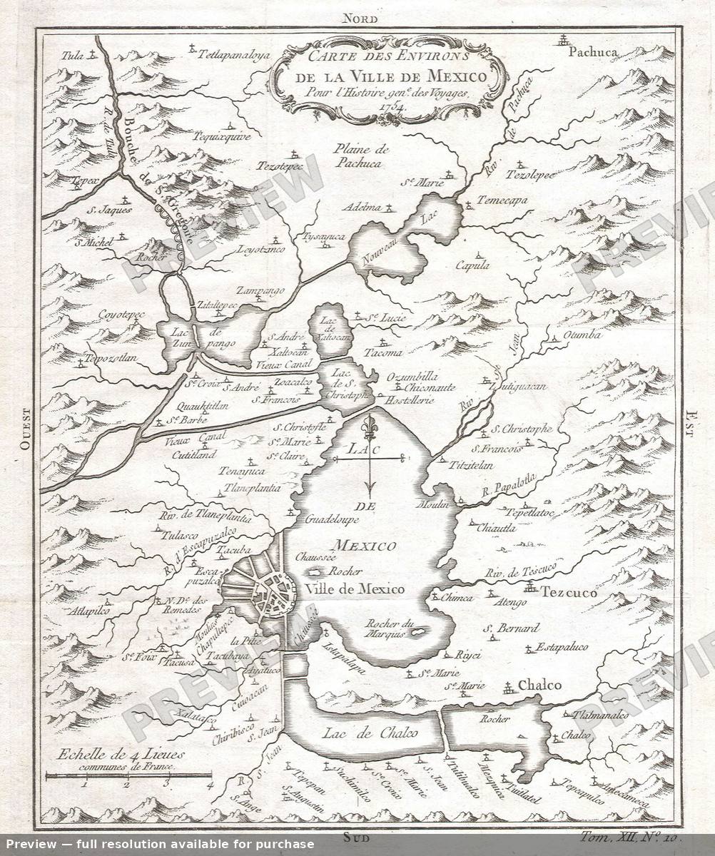 Antique map: Mexico City 2, 1754