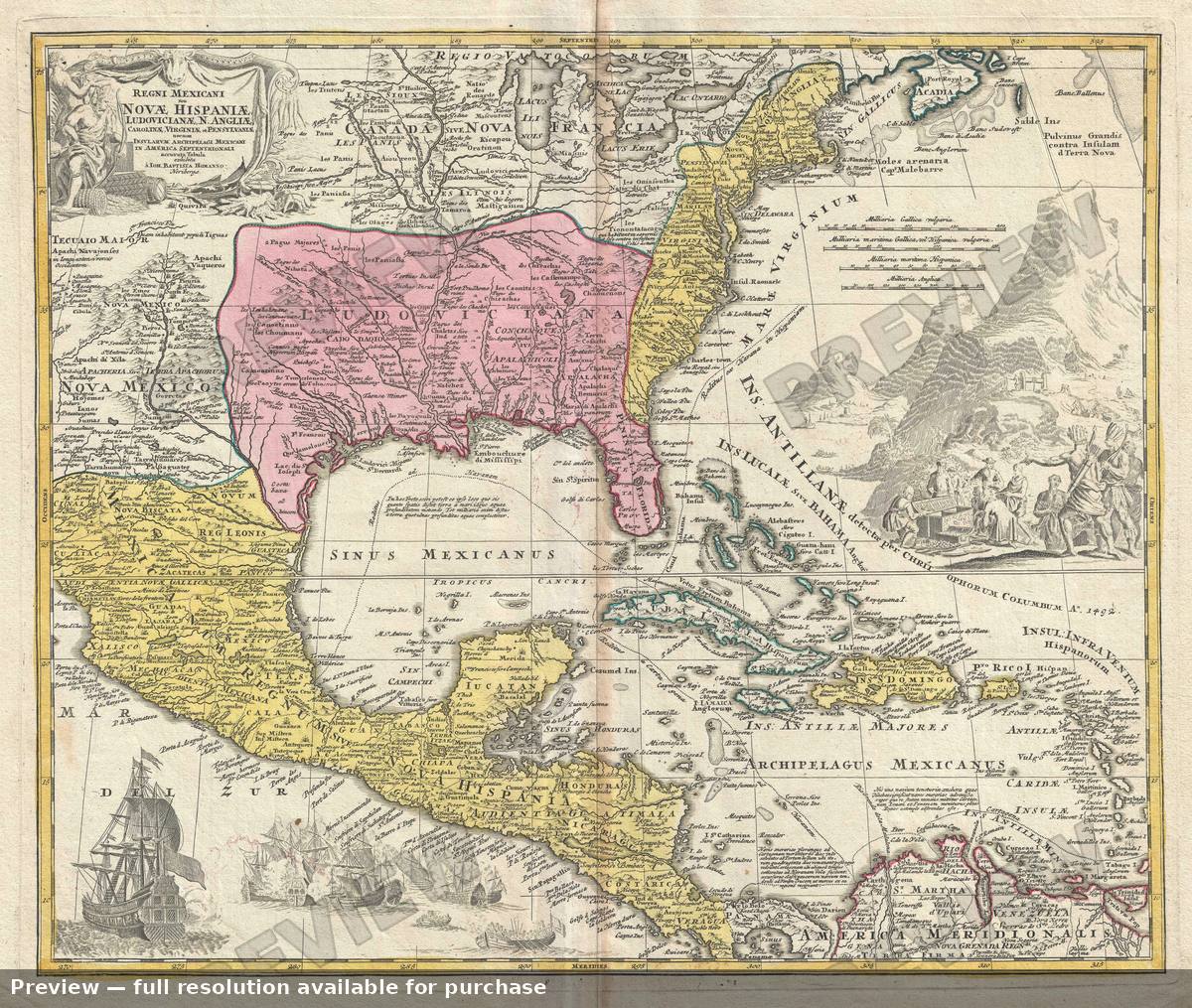 Antique map: Mexico Florida, 1715