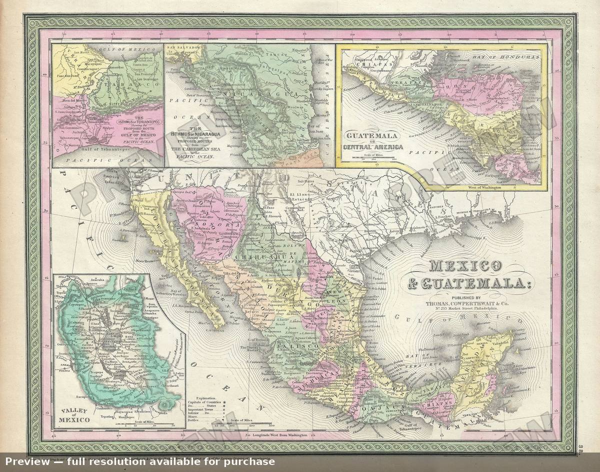Antique map: Mexico Guatemala 2, 1854, 1854