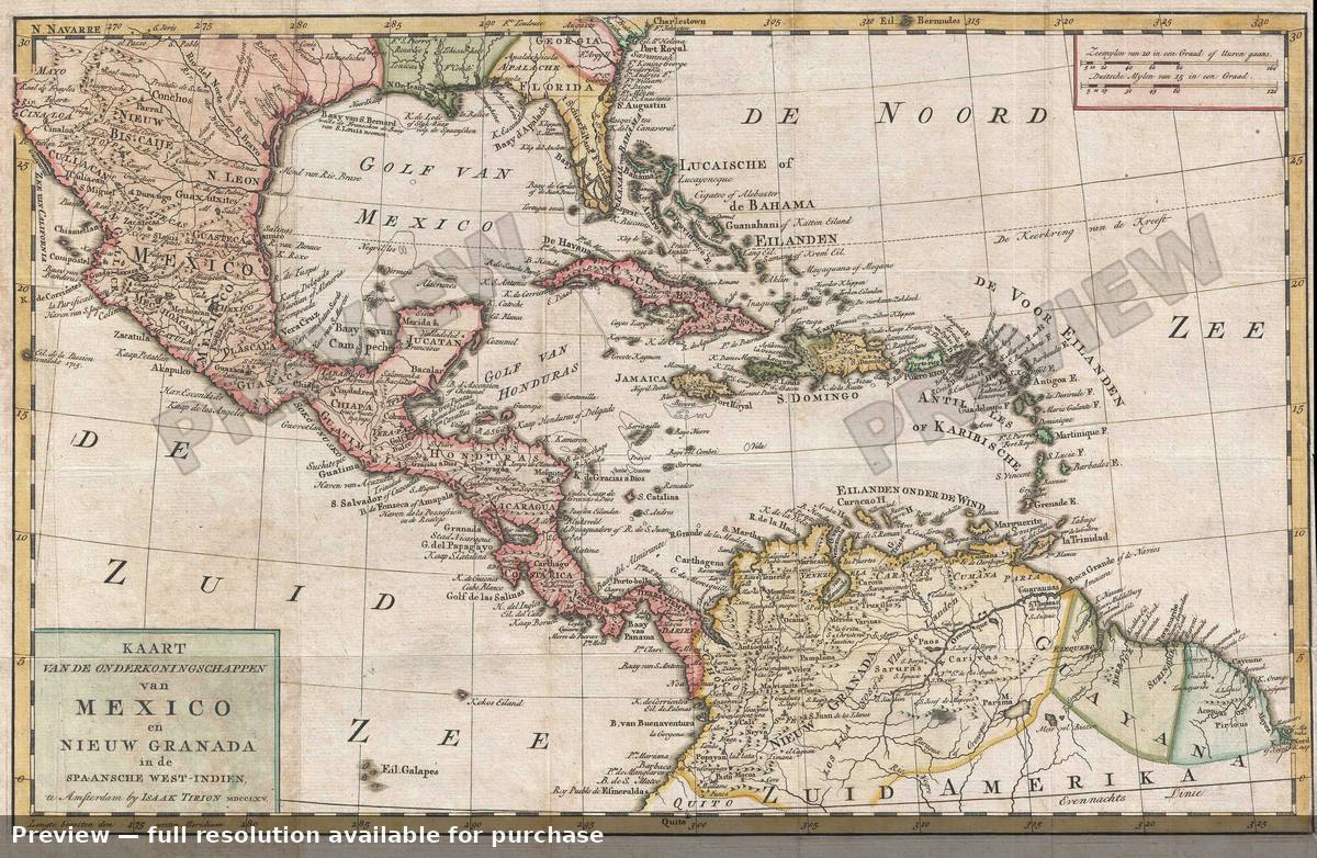 Antique map: Mexico New Granada, 1765, 1765