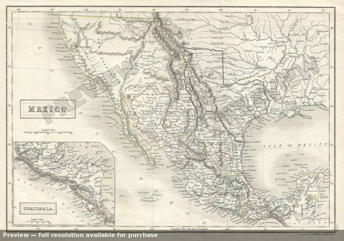 Antique map: Mexico Texas, 1844