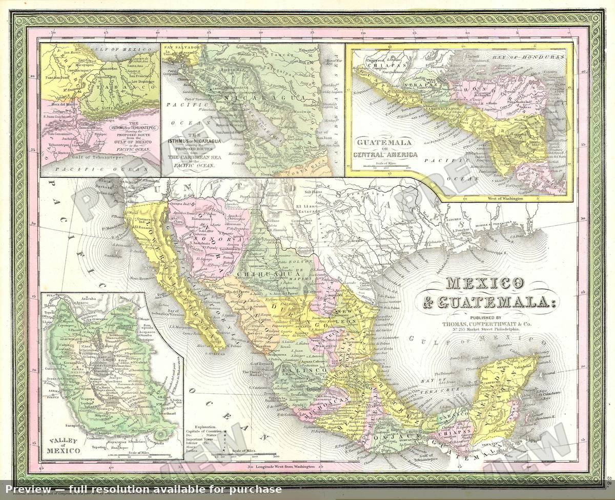 Antique map: Mexico Texas, 1850, 1850
