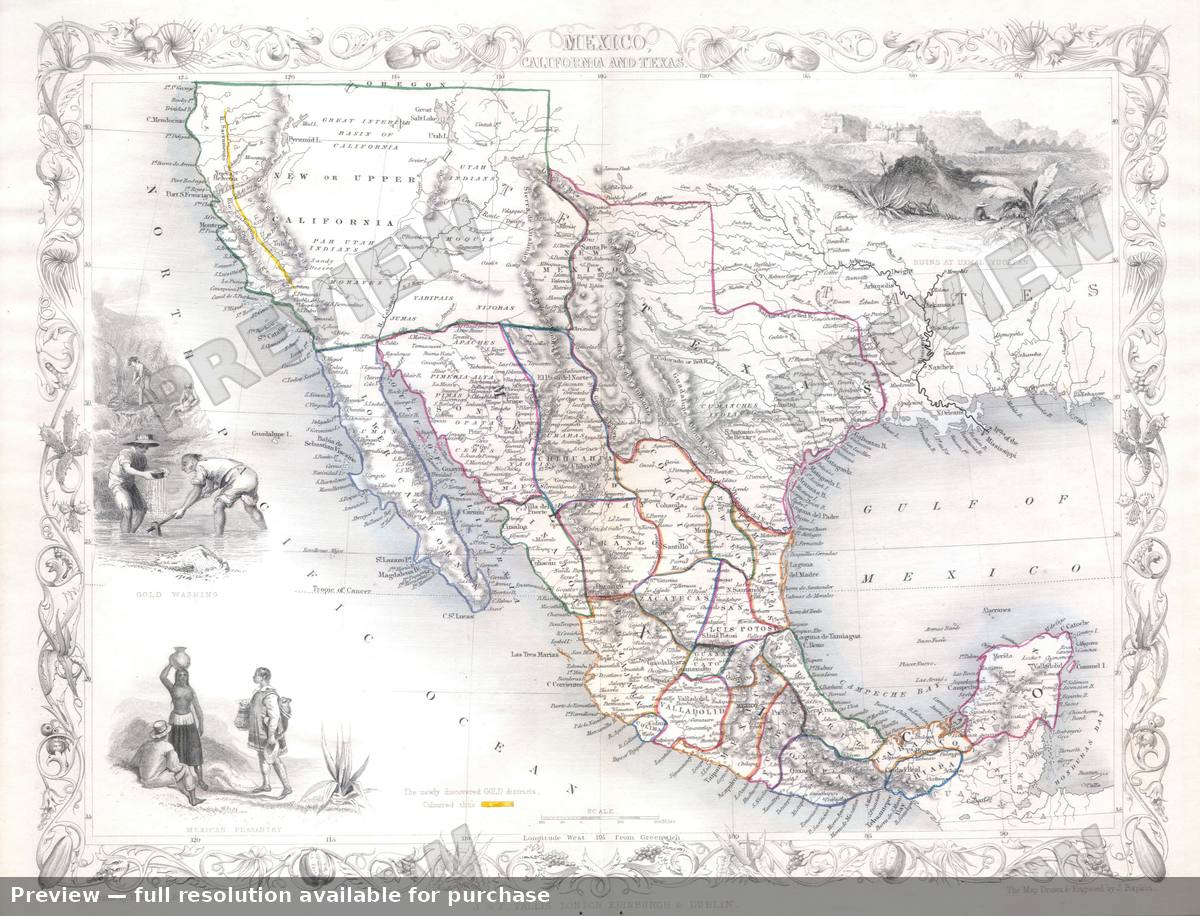 Antique map: Mexico Texas, 1851, 1851