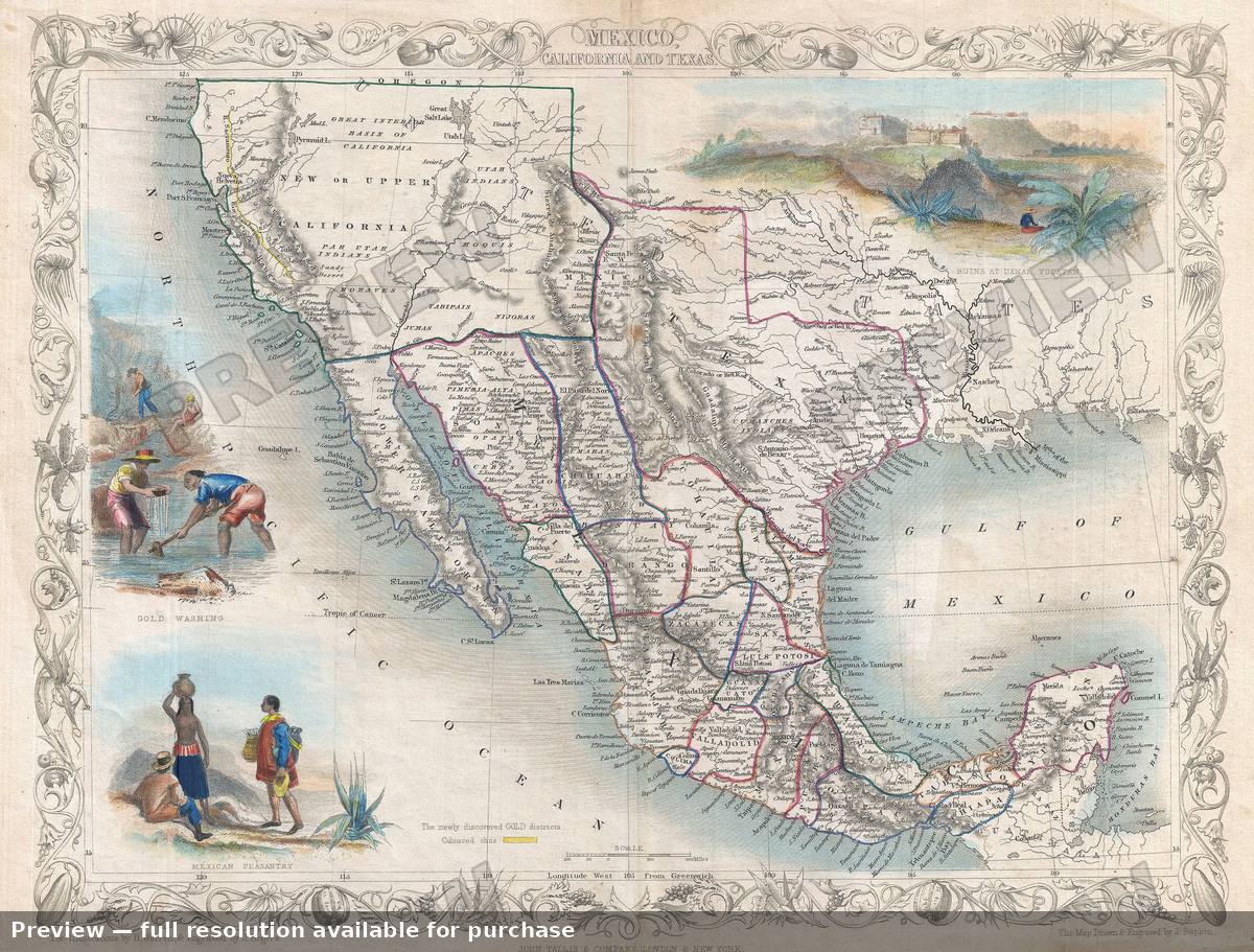 Antique map: Mexico Texas 2, 1851