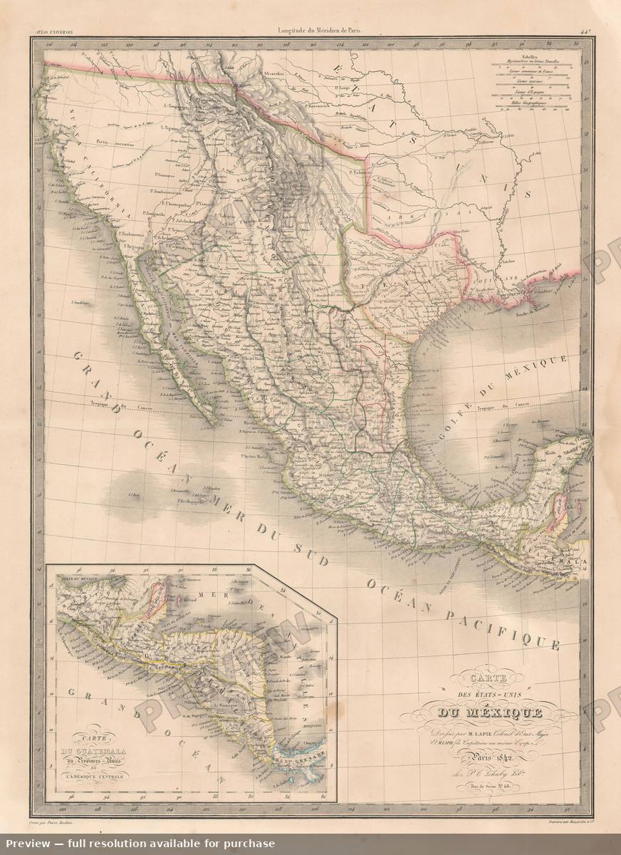 Antique map: Mexique, 1842, 1842