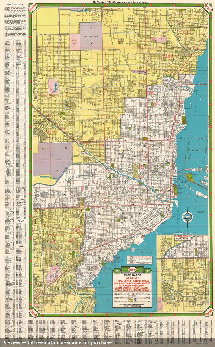 Antique map: Miami, 1950