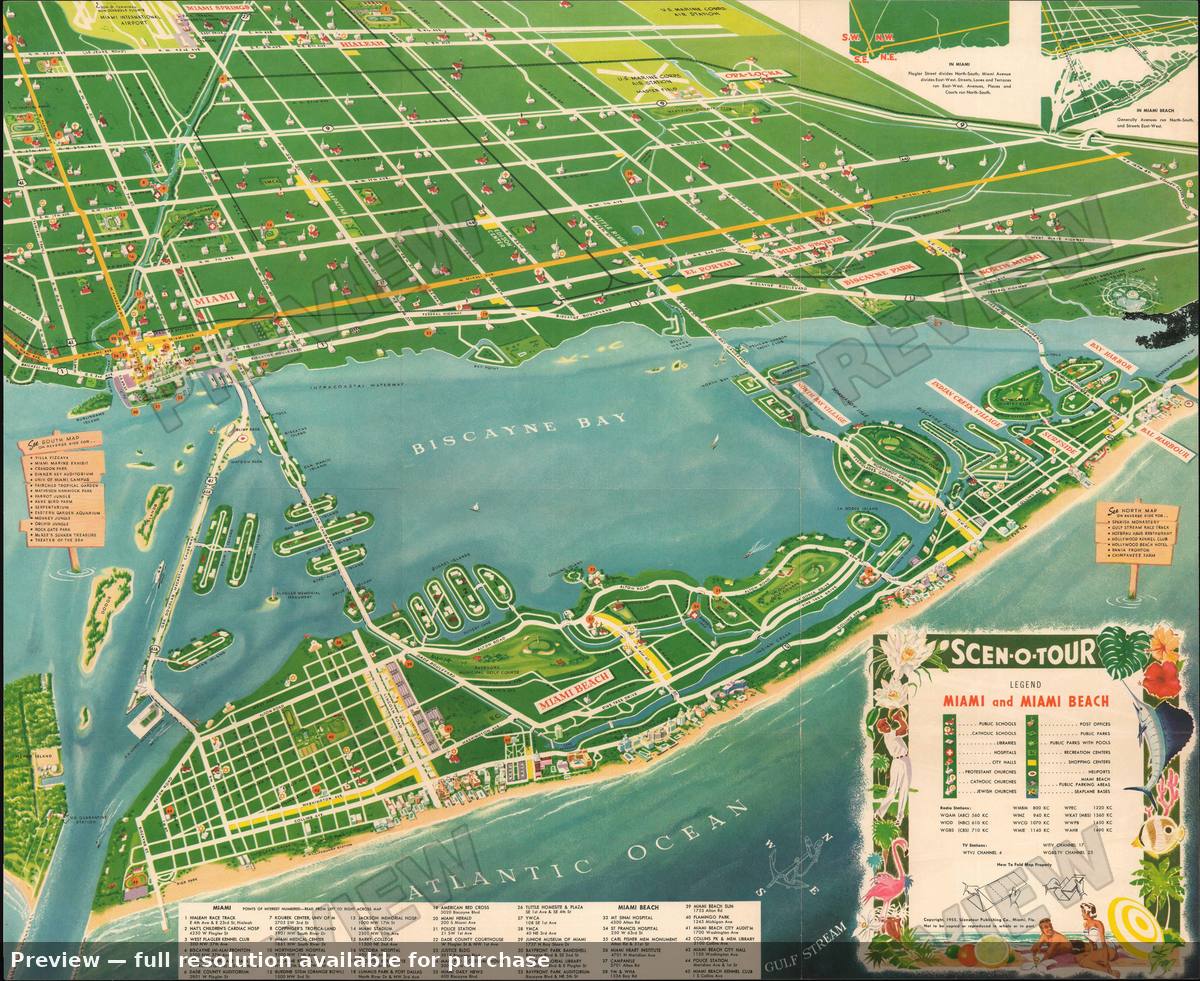 Antique map: Miami, 1955, 1955