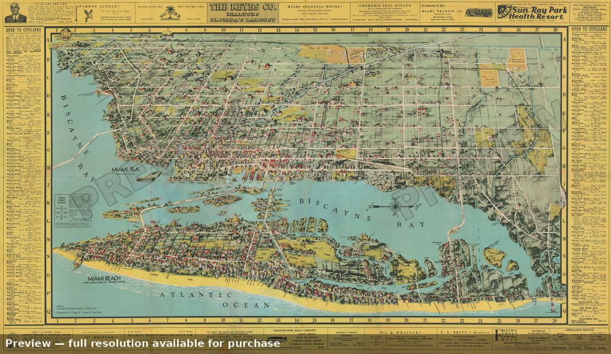 Antique map: Miami Miami Beach, 1945, 1945