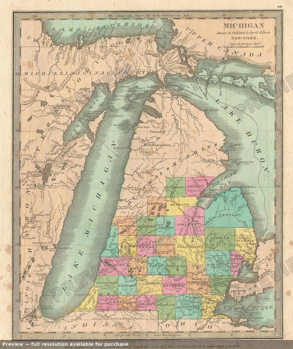 Antique map: Michigan, 1835, 1835