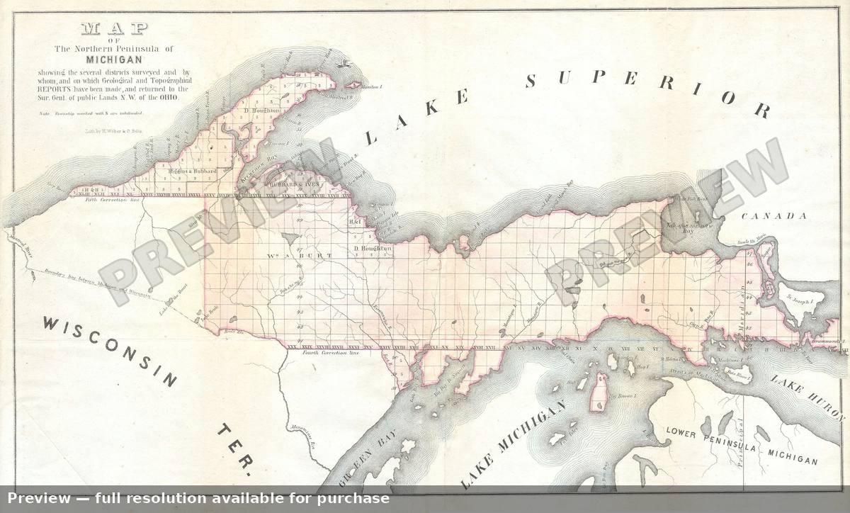 Antique map: Michigan, 1850