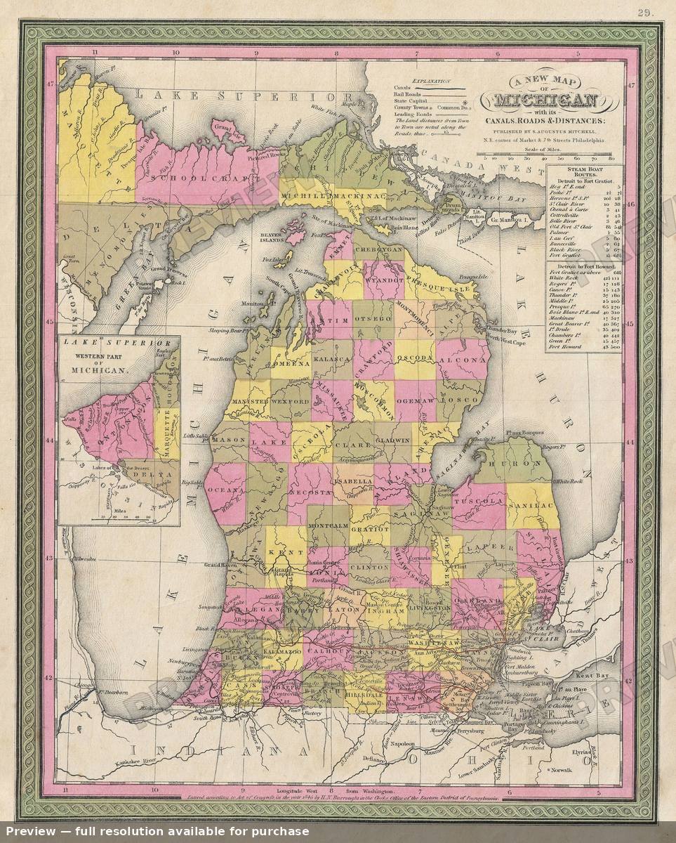 Antique map: Michigan, 1846, 1846