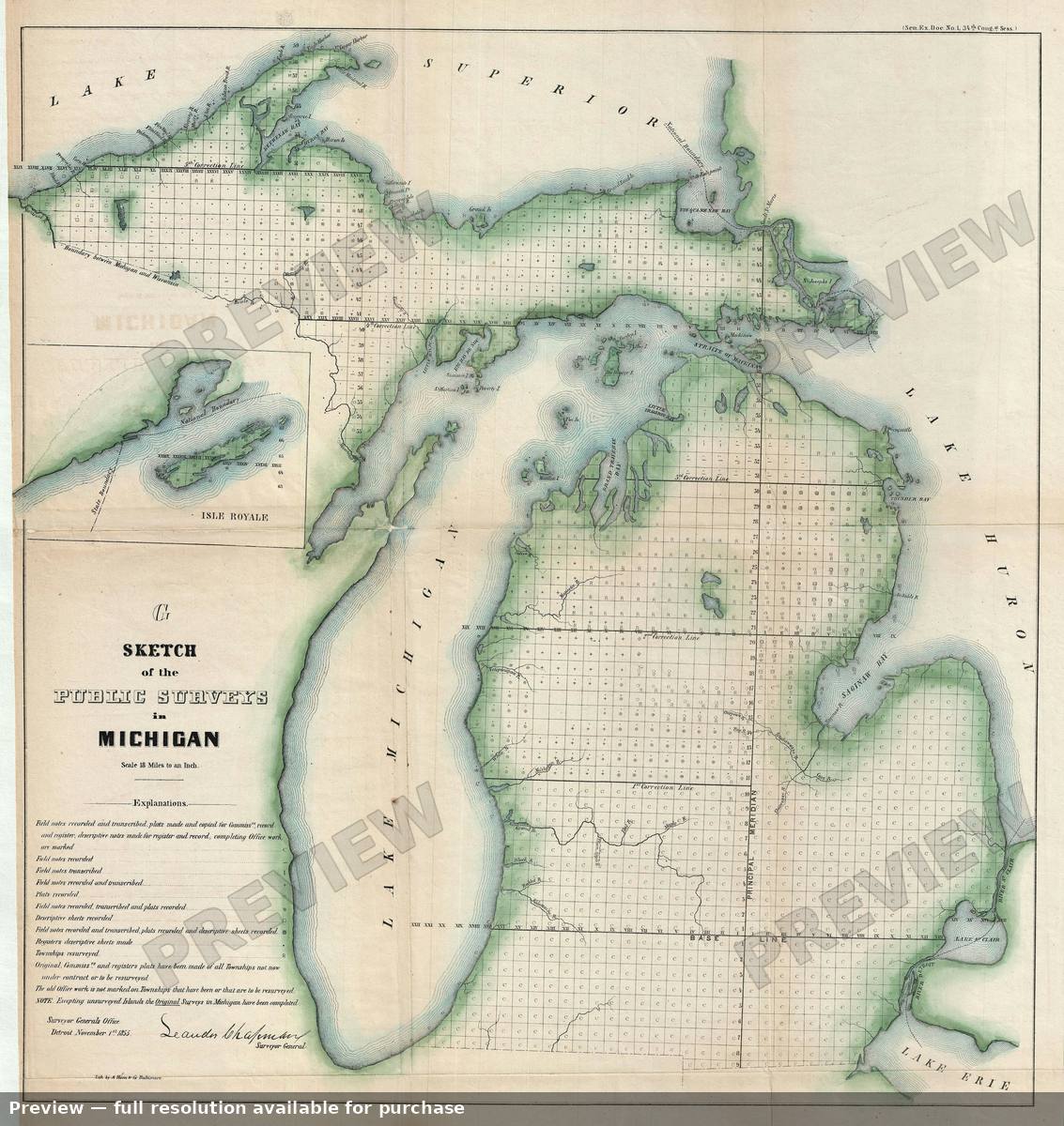 Antique map: Michigan, 1855, 1855