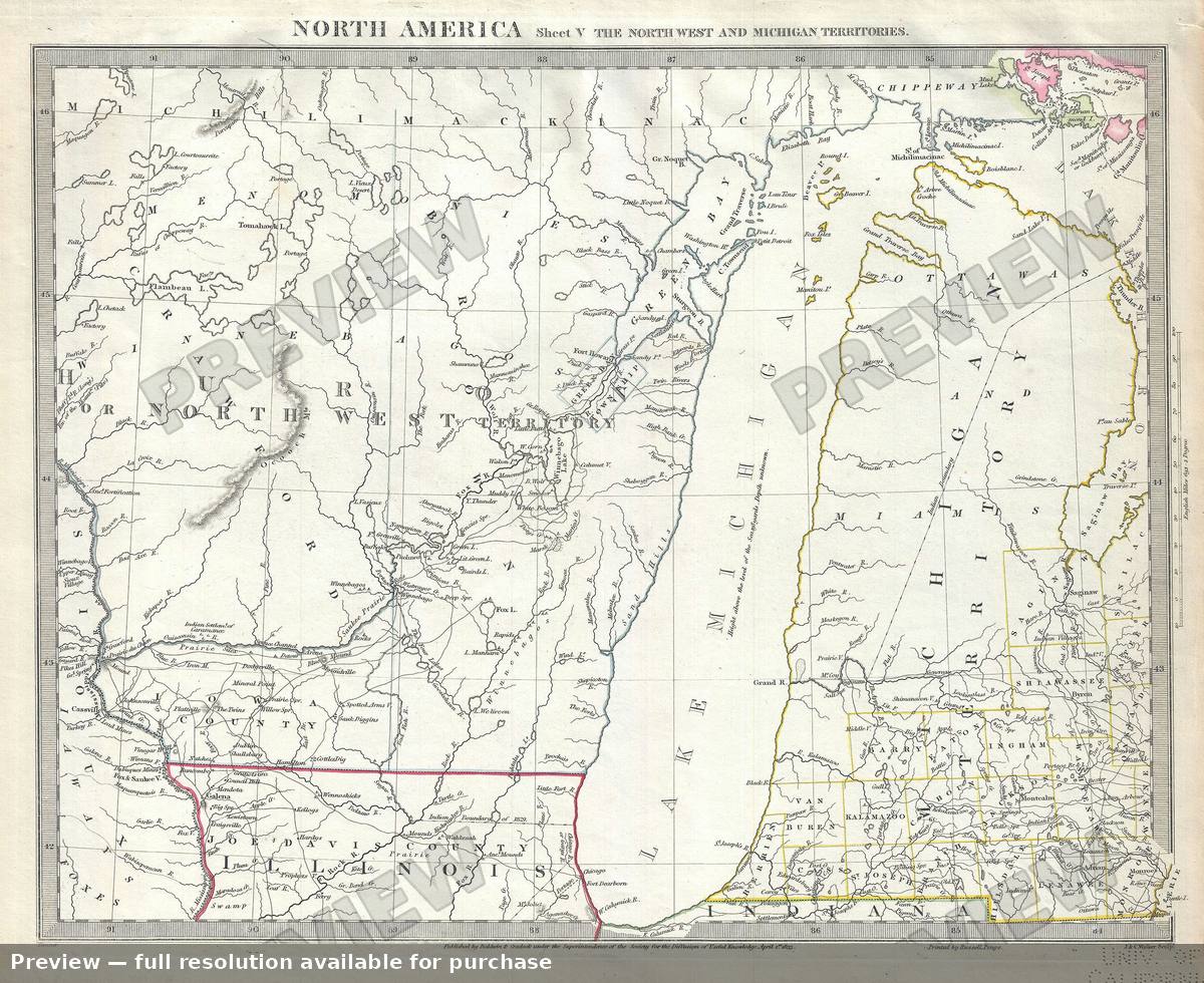 Antique map: Michigan Territory, 1844, 1844