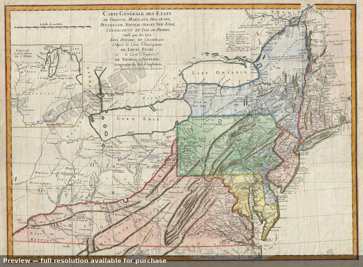 Antique map: Middle Colonies, 1787, 1787