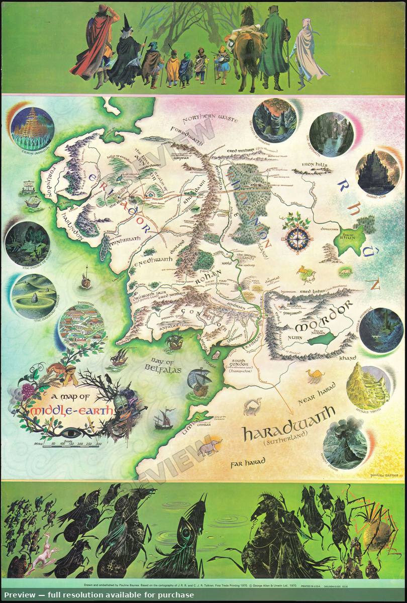 Antique map: Middle Earth, 1970, 1970
