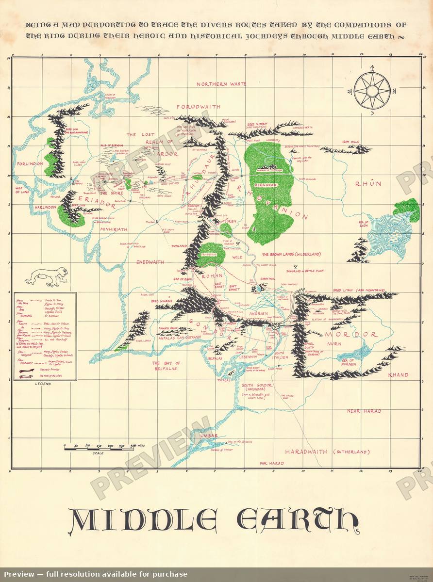 Antique map: Middle Earth, 1967, 1967