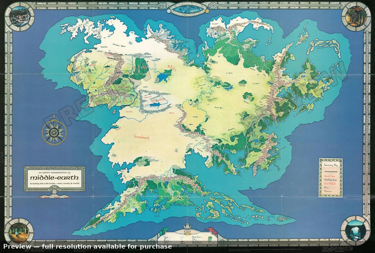 Antique map: Middle Earth, 1982, 1982