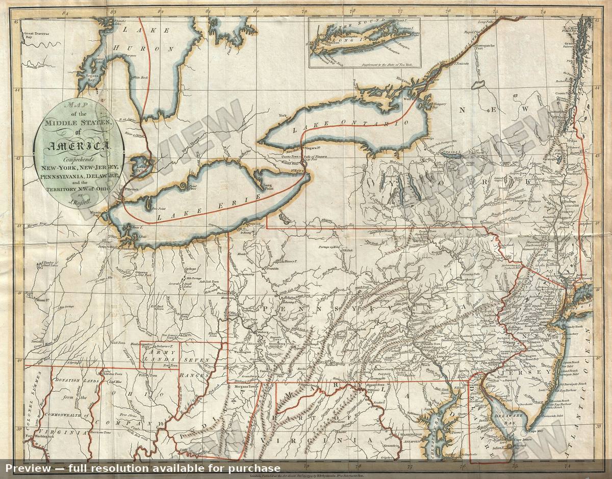 Antique map: Middle States Ohio Pennsylvania, 1794