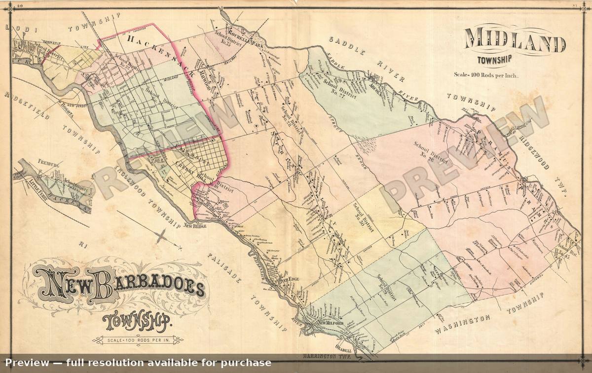 Antique map: Midland New Barbadoes, 1876, 1876