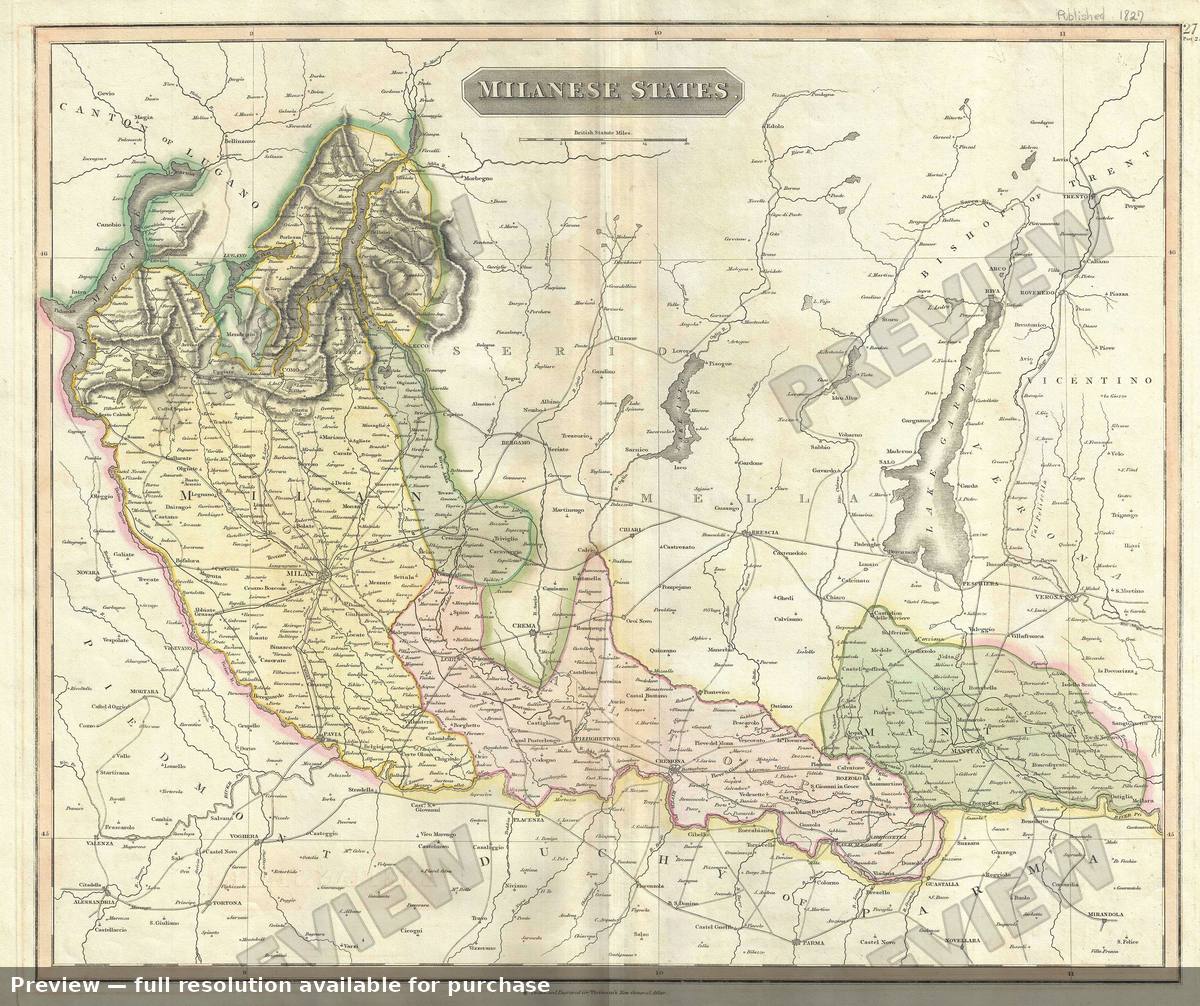 Antique map: Milanese States, 1817, 1817