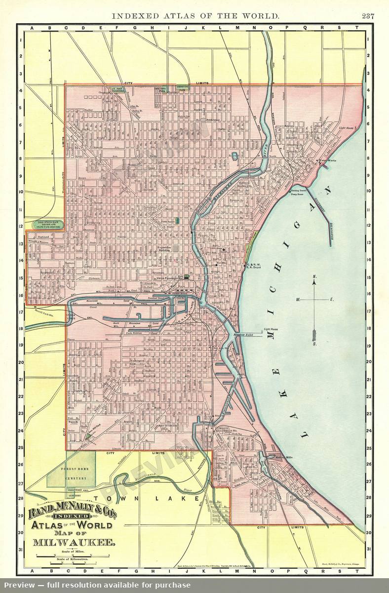 Antique map: Milwaukee, 1893, 1893