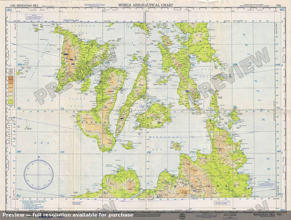 Antique map: Mindanao Sea, 1958