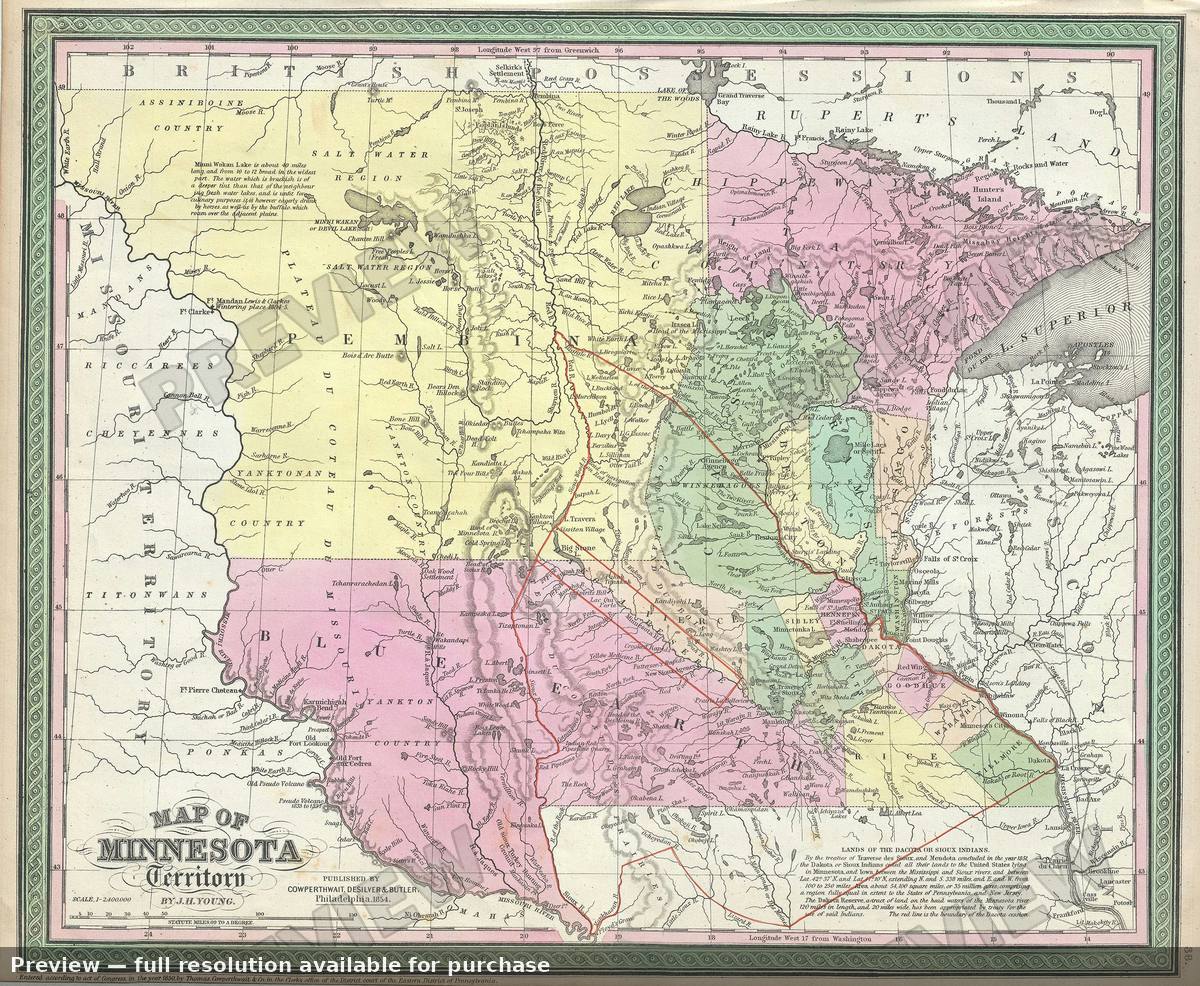Antique map: Minnesota 2, 1854, 1854