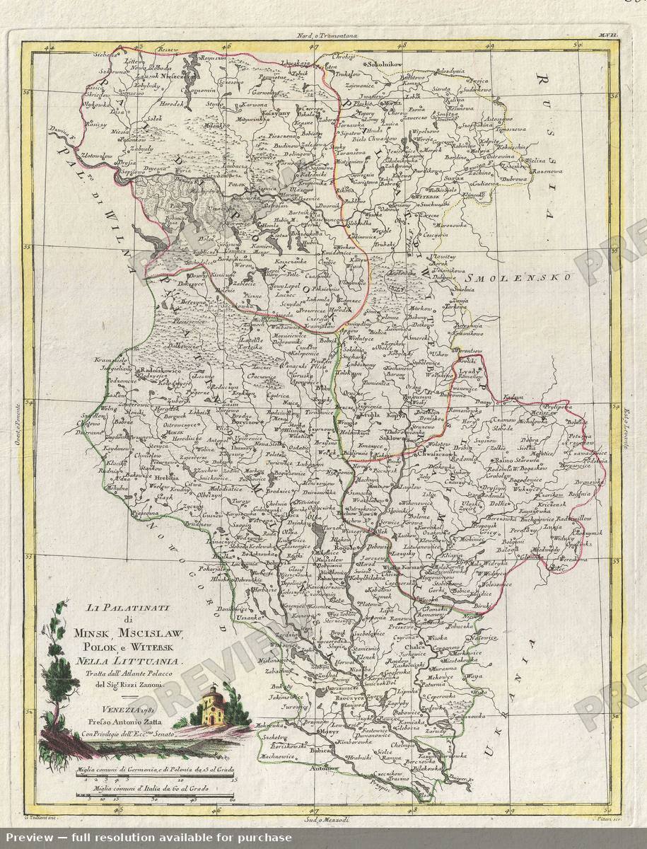 Antique map: Minsk, 1781