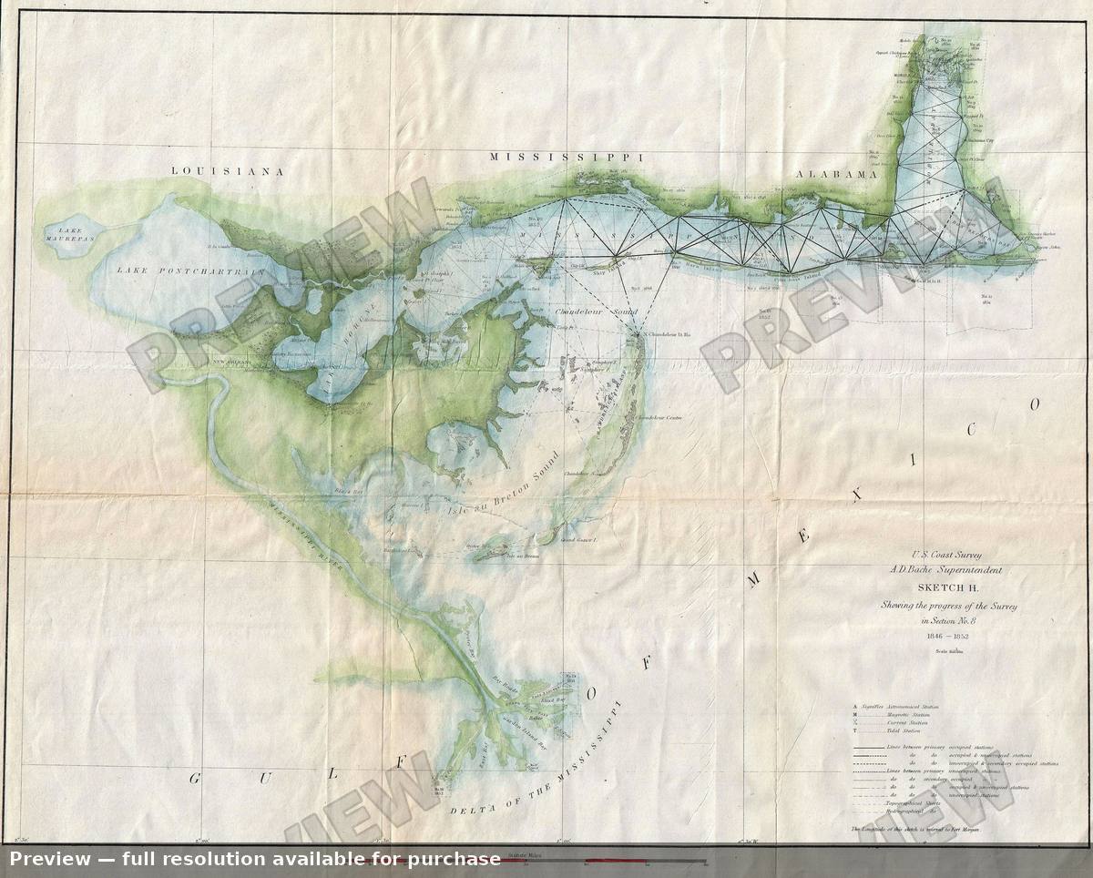 Antique map: Miss Delta, 1852, 1852