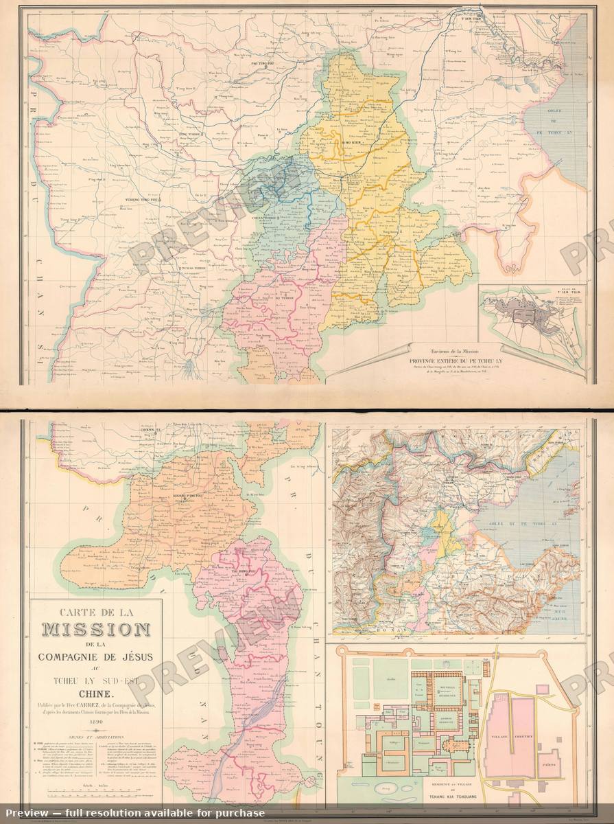 Antique map: Mission Chine, 1890, 1890