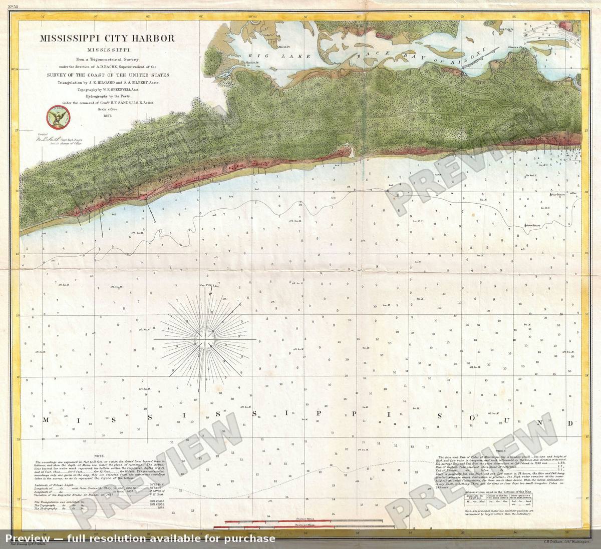 Antique map: Mississippi City Harbor, 1857, 1857