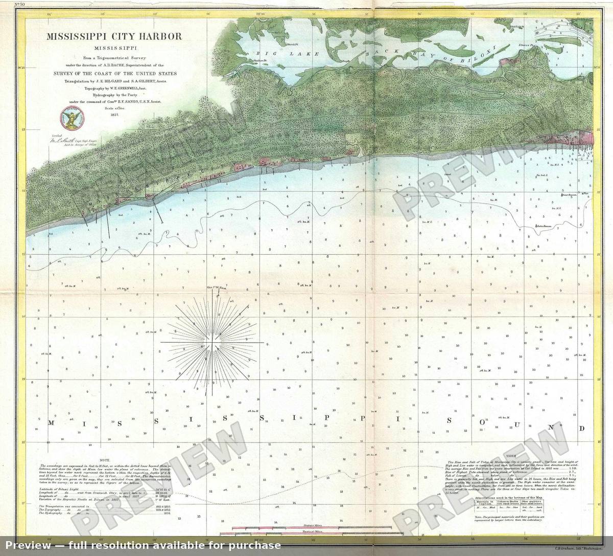 Antique map: Mississippi City Harbor 2, 1857, 1857