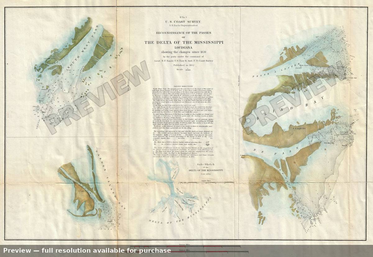 Antique map: Mississippi Delta, 1852, 1852