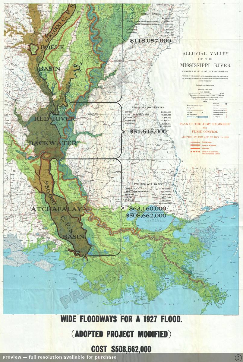 Antique map: Mississippi River, 1930, 1930