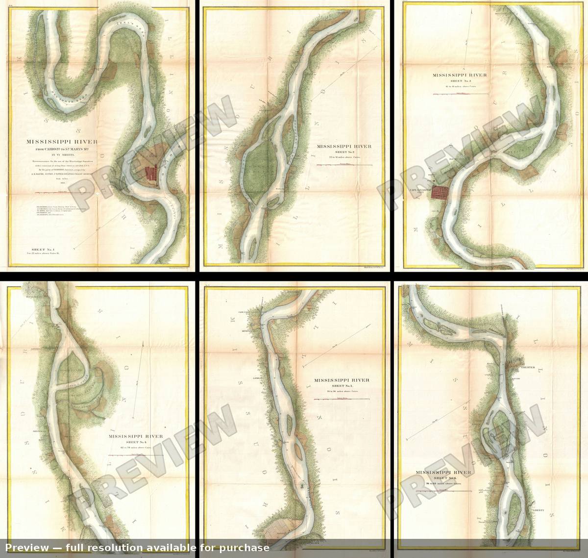 Antique map: Mississippi River, 1865, 1865