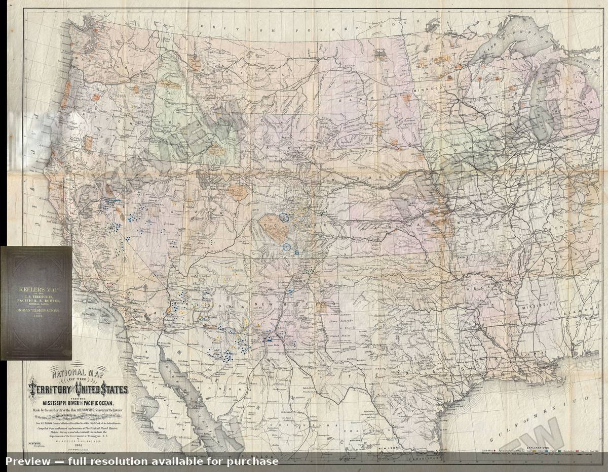 Antique map: Mississippi River To Pacific Ocean, 1868, 1868