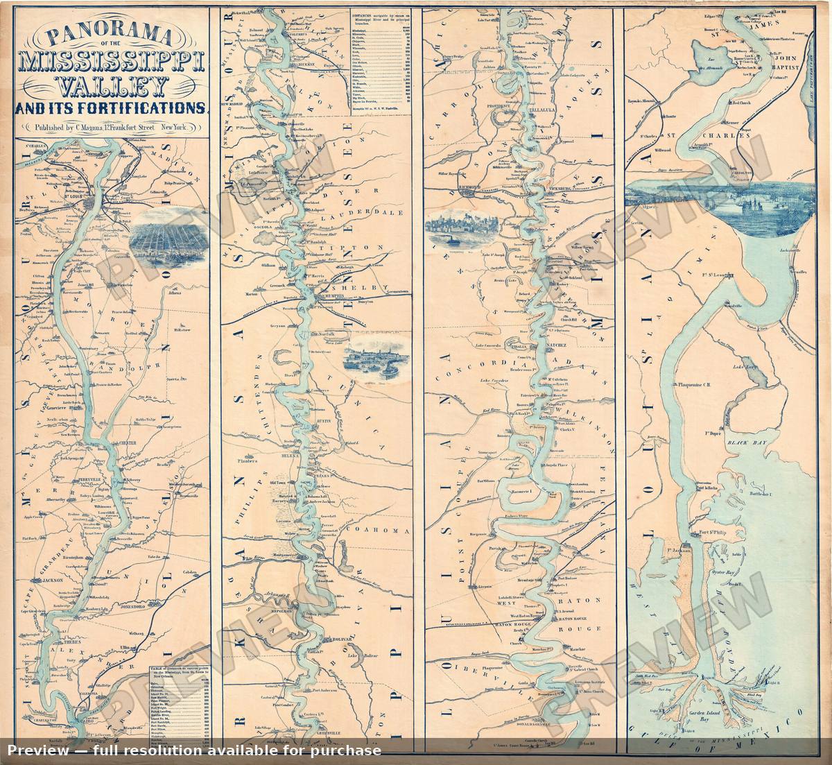 Antique map: Mississippi Valley, 1863