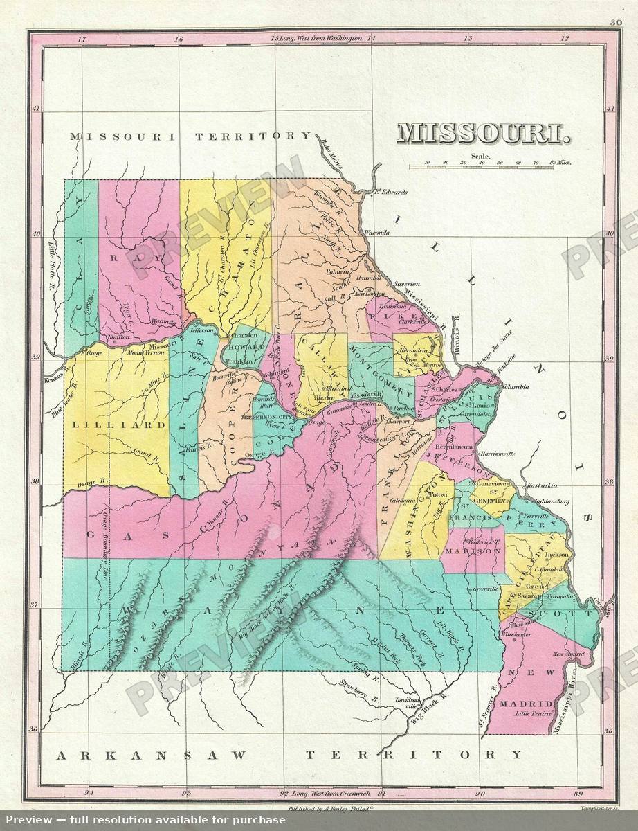 Antique map: Missouri, 1828