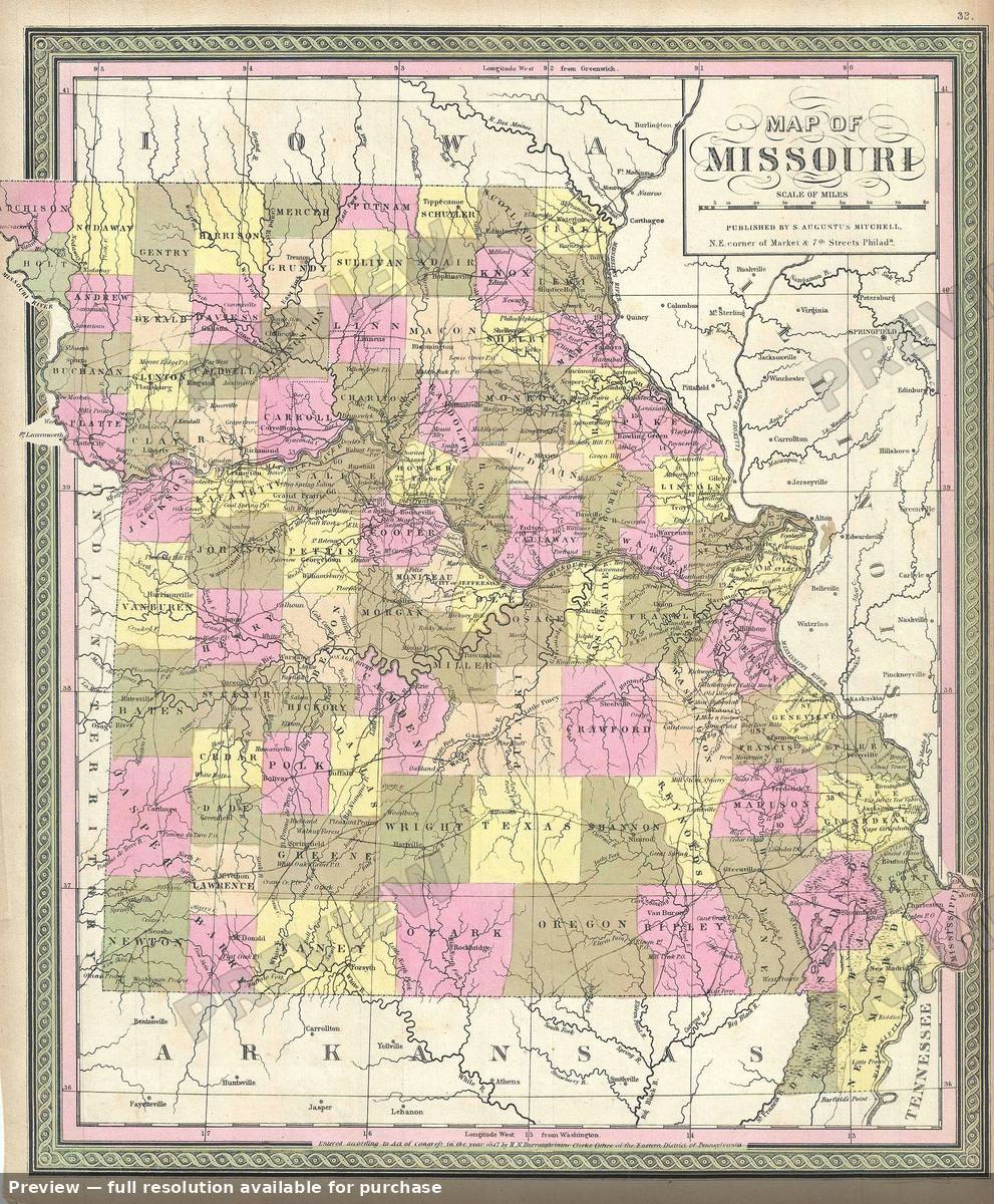 Antique map: Missouri, 1849, 1849