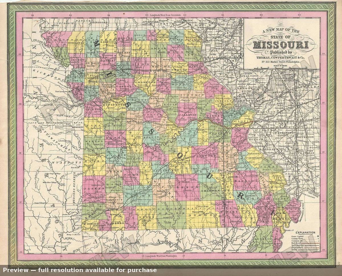 Antique map: Missouri 2, 1854, 1854
