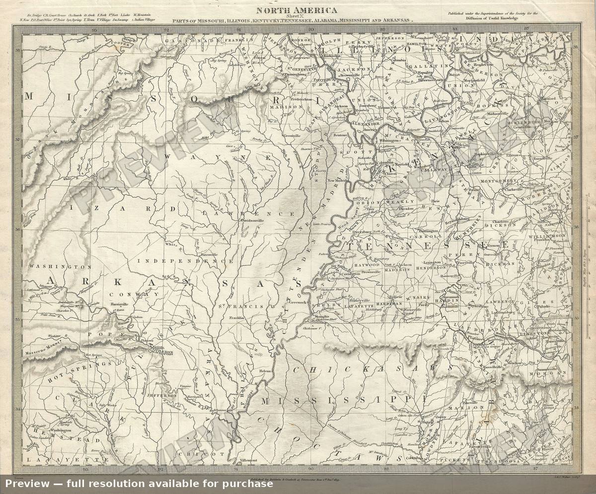 Antique map: Missouri Illinois, 1833, 1833