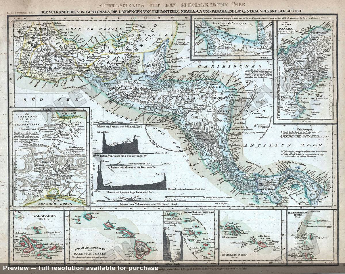 Antique map: Mittelamerica, 1852