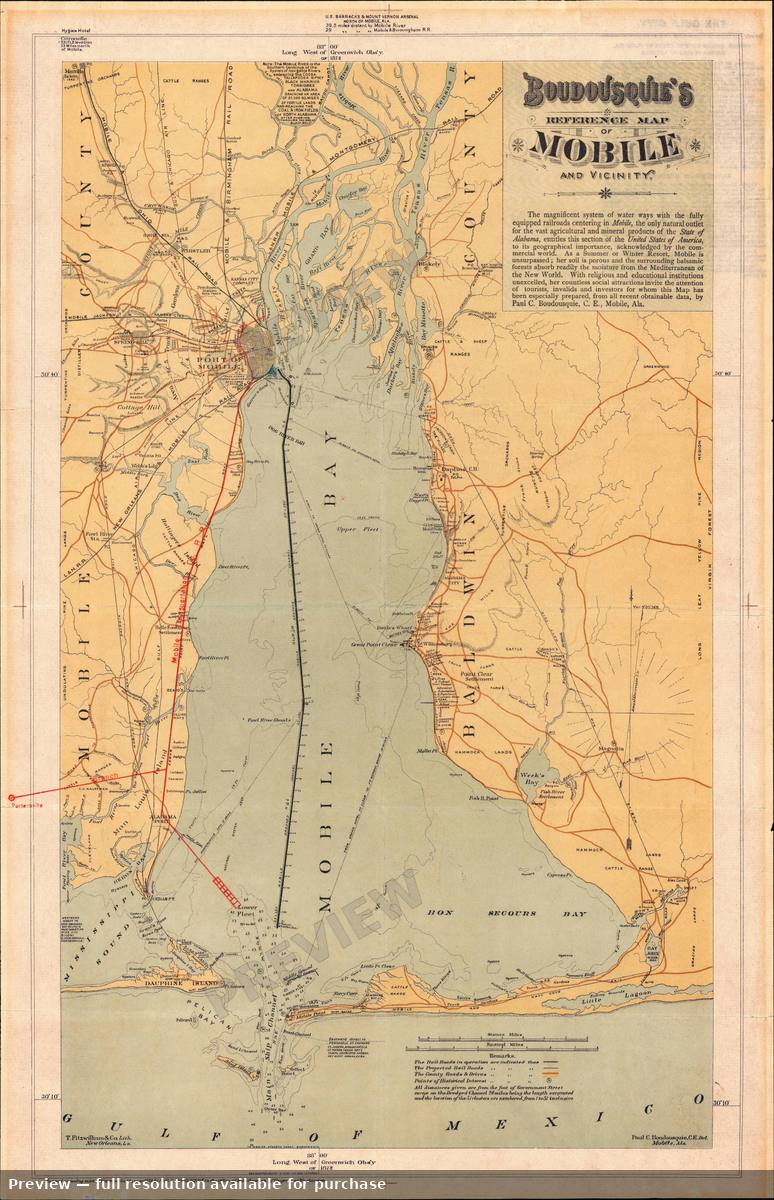 Antique map: Mobile Bay, 1889, 1889