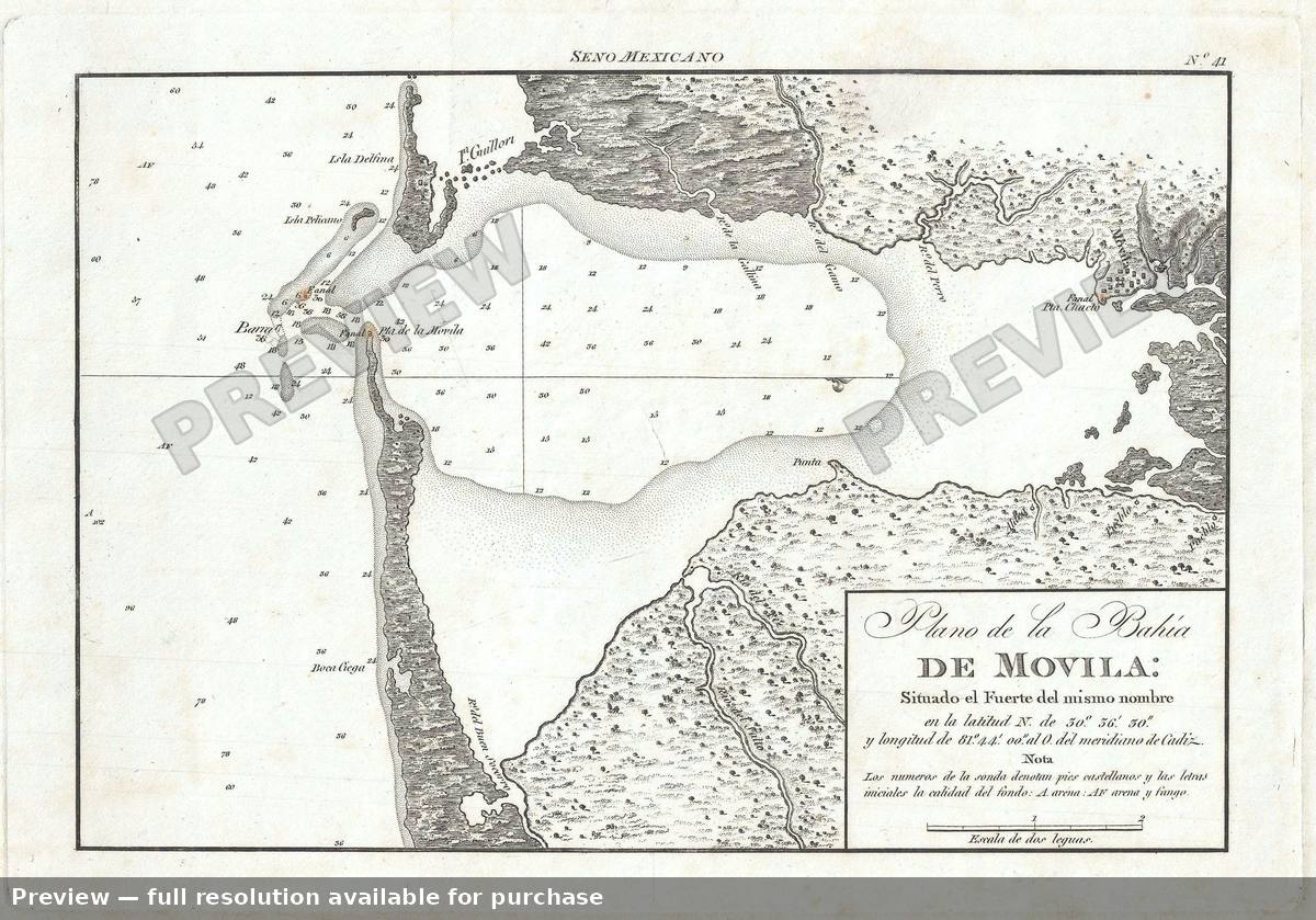 Antique map: Mobile Bay, 1808, 1808