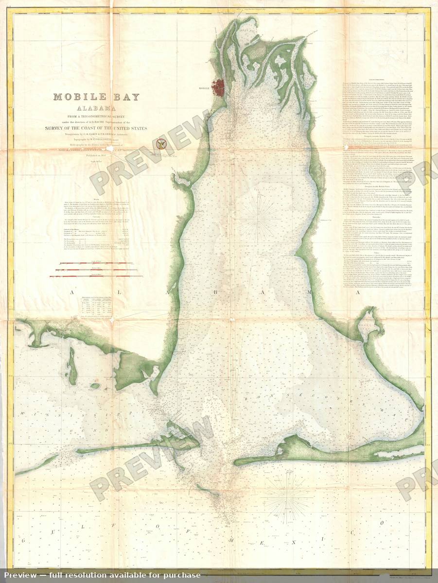 Antique map: Mobile Bay, 1856, 1856